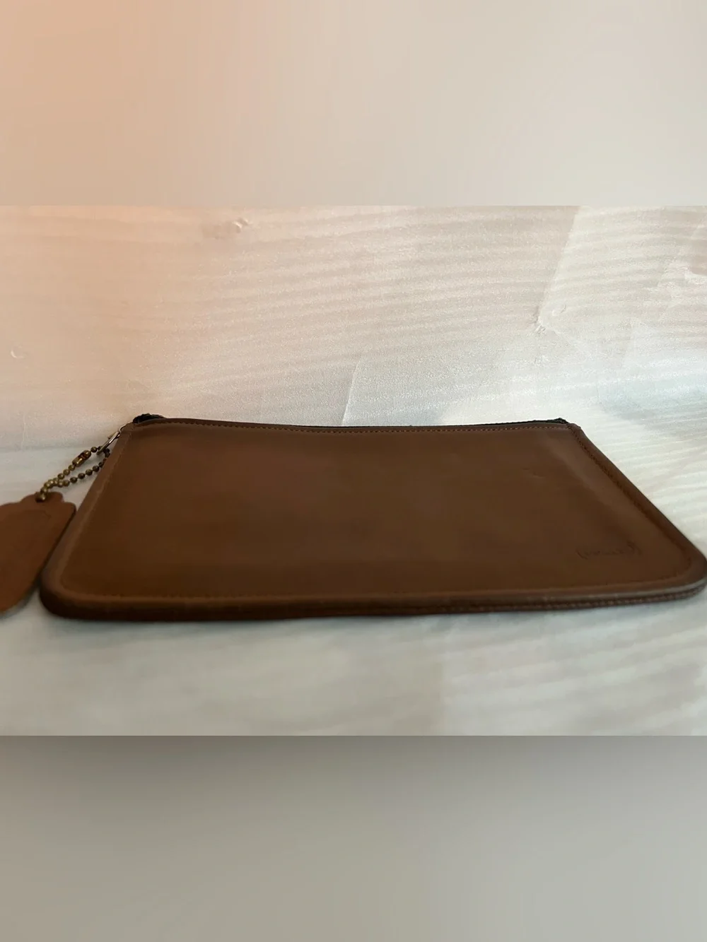 Coach vintage Tabac leather Skinny Make-Up cosmetic bag purse pouch